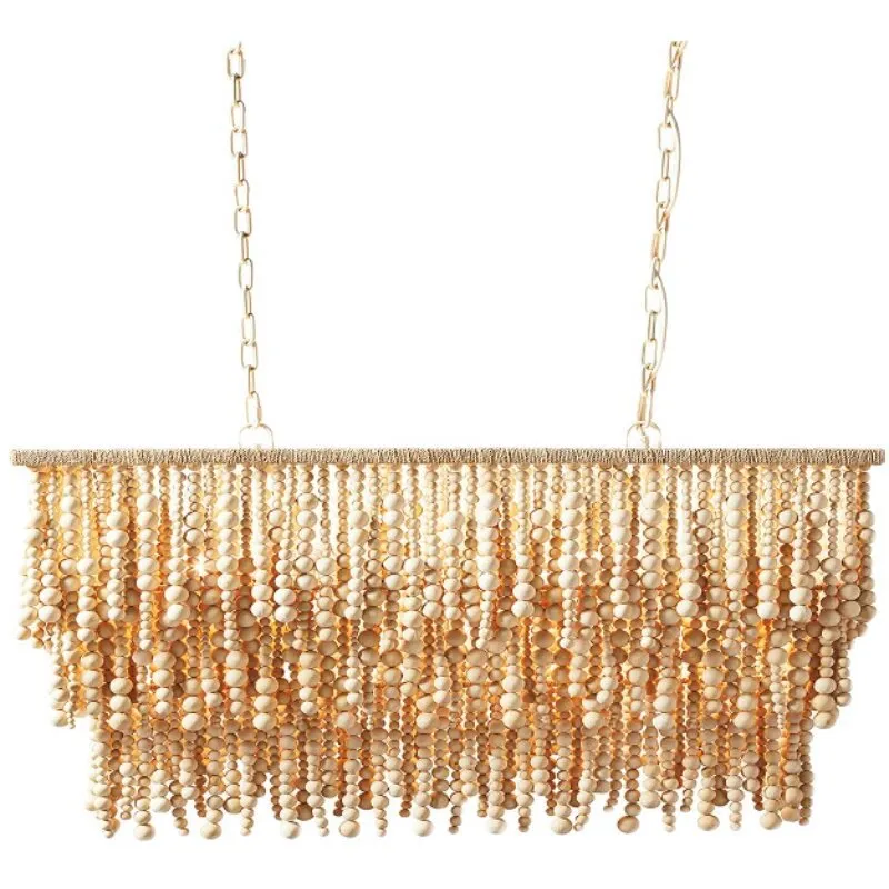Outdoor Lighting Chandelier - Bohemian Wood Bead Chandelier French Style