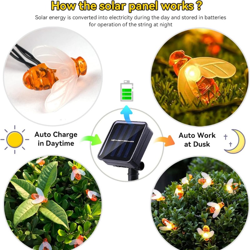 Solar Bee String Light 7m 50 L - Outdoor Lighting For Fence recension och pris